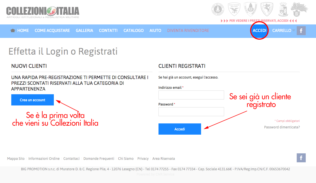 Registrazione su Collezioni Italia